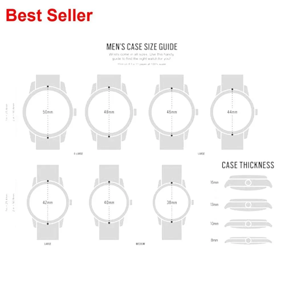 Stainless Steel and Black Silicone Band Watch with Glow In The Dark